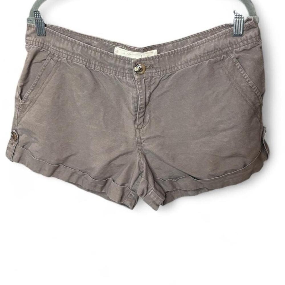 Old Navy Lowest Rise Linen Cotton Blend Cuffed Shorts Gray Brown Womens 12